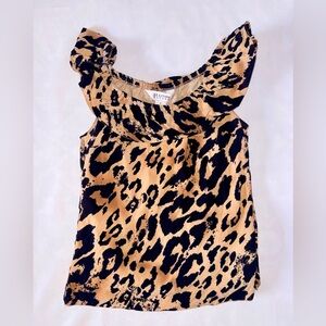 Allison Taylor Leopard Print Ruffle Sleeve Top
